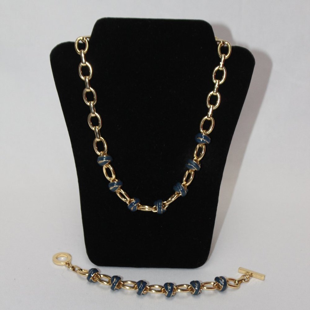Anne Klein Blue & Gold Knotted Necklace & Bracelet